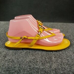Tory Burch Ali Thong‎ Sandal Womens Size 8 Yellow Leather Casual Flat Summer